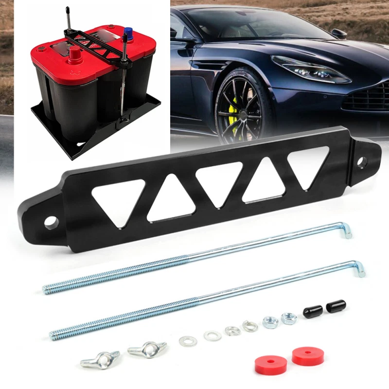 Bandeja de retenção para bateria de carro liga de alumínio suporte para amarrar bateria + parafusos de 10"" - Imagem 3 de 4