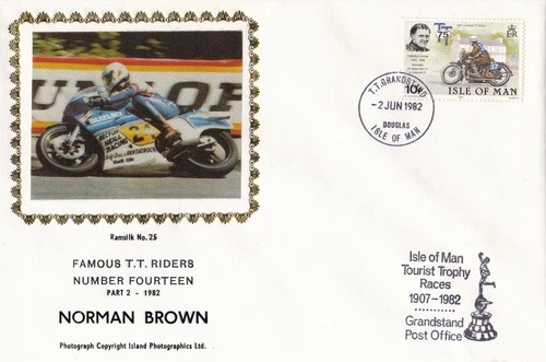 Isle of Man Famous TT Riders FDC - Norman Brown 1982