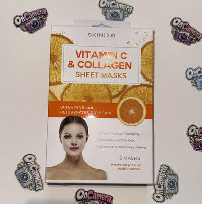 Skin 2.0 Vitamin C & Collagen Brightening Sheet Mask Set, 5 Masks 3.7 oz