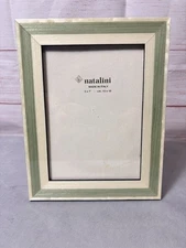 Natalini Marquetry Wood Photo Frame Green Ivory 5x7 Photo Handmade Italy