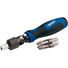 Image of Draper 13 Piece Ratchet Screwdriver Set Angling Head Magnetic Bit Holder DIY