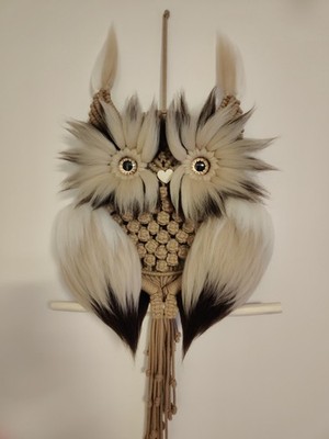Makramee Owl Eule Handmade Neu Wanddekroration Wandbehang Wanddeko Dekoration