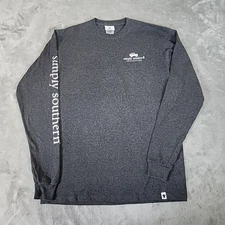 Simple Southern Shirt Mens Medium Gray Long Sleeve Patriotic Jeep and Dog Casual