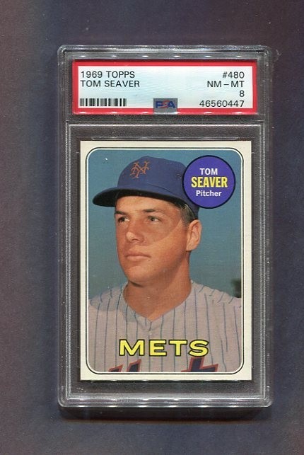 1969 TOPPS BASEBALL-#480 TOM SEAVER PSA 8 (NO TILT, WELL CENTERED HIGH END)