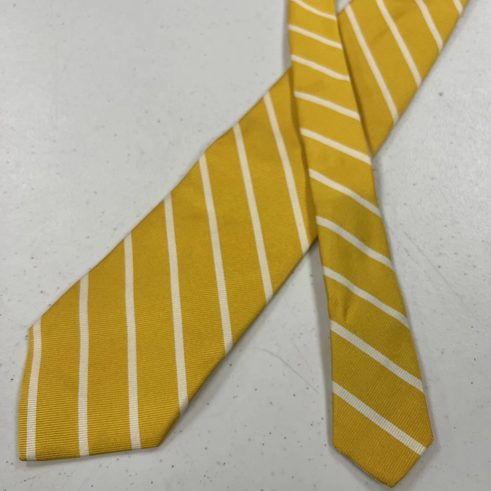 Corbata de cuello de seda a rayas amarillas J Crew para hombre $98 Foto 2 de 4