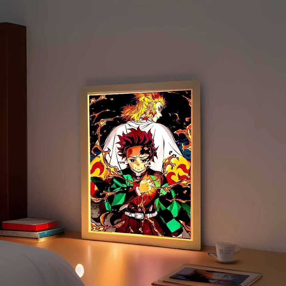 Demon Slayer Rengoku And Tanjiro 3D LED Anime Light Box