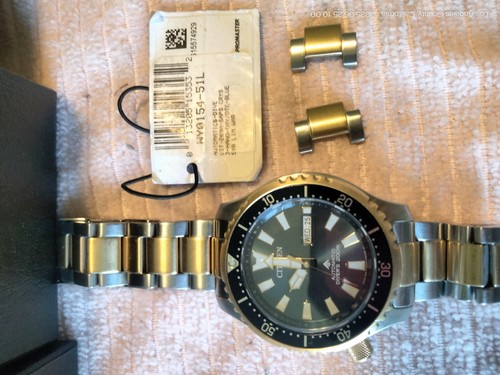 CITIZEN DIVER 44MM AUTOMATIC NY0154-51L BLUE DIAL GOLD TONE 7" MEN'S WATCH $675 - Picture 2 of 19