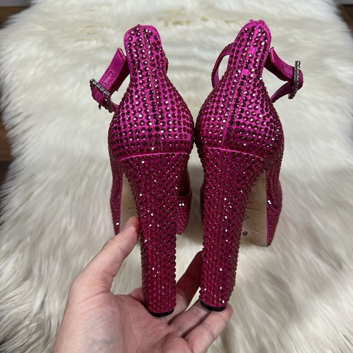 Antonio Melani Capsule Dr. Bridget Hotfix Size 8M Pink Rhinestone Platform Heels - Picture 7 of 14