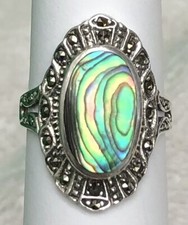 Sterling Silver Abalone And Marcasite Ring