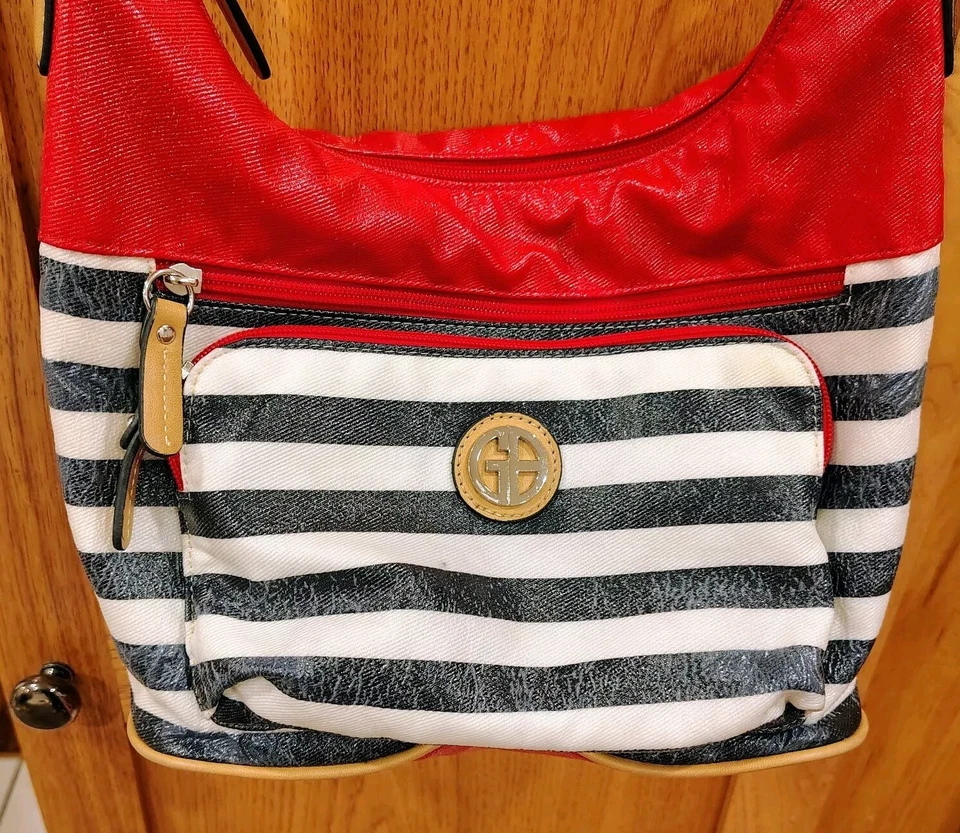 Giani Bernini Red White Stripe Shoulder Strap Handbags Crossbody Purse M2 - Image 3 of 4