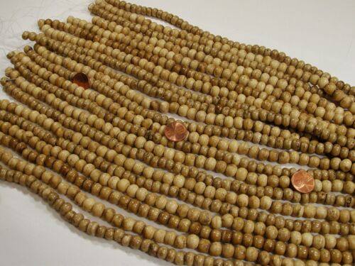 20 Strands 15" India Handmade Water Buffalo Bone Brown Round Beads (JN-13) ⭐ - Picture 5 of 13