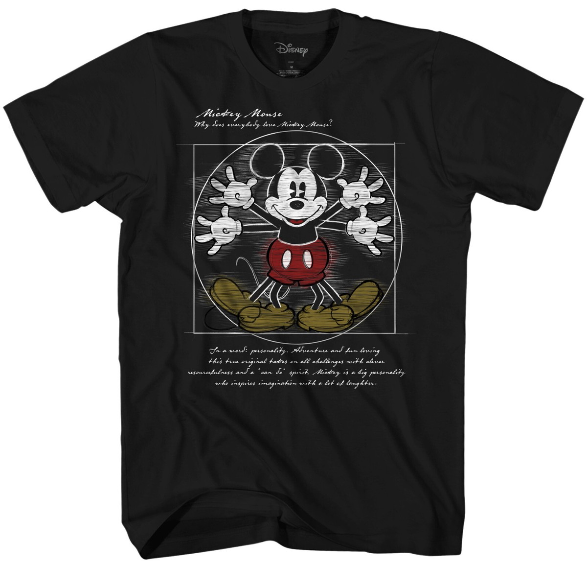 Disney Vitruvian Mickey Mouse Men's Black T-Shirt New | eBay