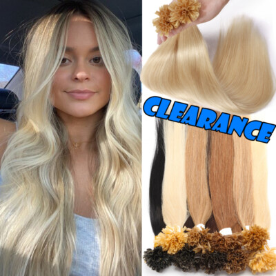 Blonde Pre-Bonded Keratin Glue Fusion Nail U Tip Real Remy Human Hair Extensions