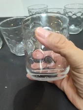 Vintage Libbey High Ball Rock Glasses Optic Dots Circles Dimples Clear Set 6