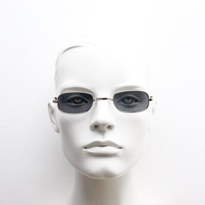 Sonnenbrille 80er Jahre Vintage rechteckig Metall. 60er Jahre Mod Design in Silber Chrom. NOS