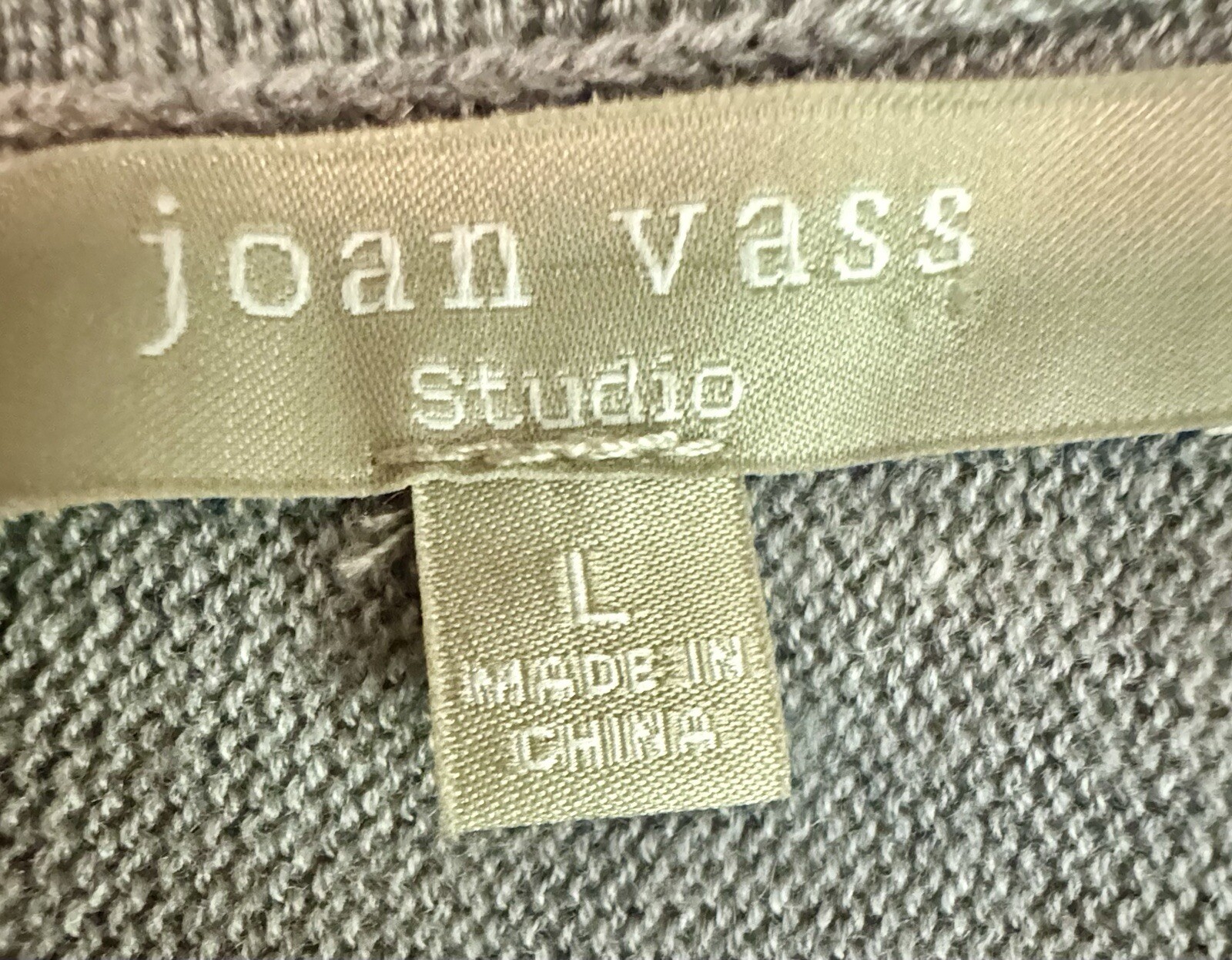 JOAN VASS STUDIO Size (L)  Cashmere Blend Tunic Sweater Heather Gray Back Zipper