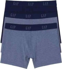GAP Men's 3 Pack Blue 3 inch Breathe Contour Pouch Trunks Underware NEW Large