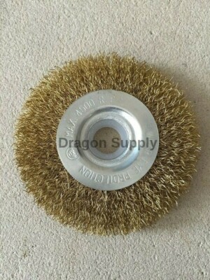 New 4'' Crimped Brass Flat Wire Wheel Brush FOR Bench Grinders w / 5/8'' Arbor