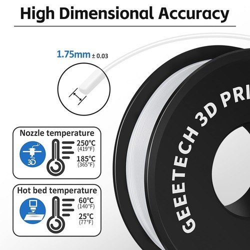 Geeetech 3D Drucker Filament PLA 1.75mm 1kg Weiß Hoch Qualität PLA Filament DE - Afbeelding 4 van 11
