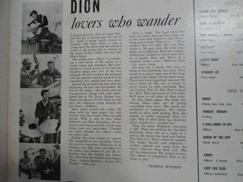 Dion LP Lovers Who Wander 1962 Mono Doo Wop Original! I Was Born To Cry - Picture 8 of 9