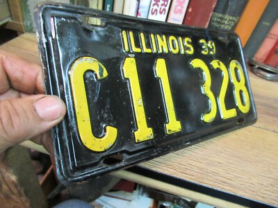 1939 ILLINOIS LICENSE PLATE ORIGINAL ISSUE automobile USA CAR tax