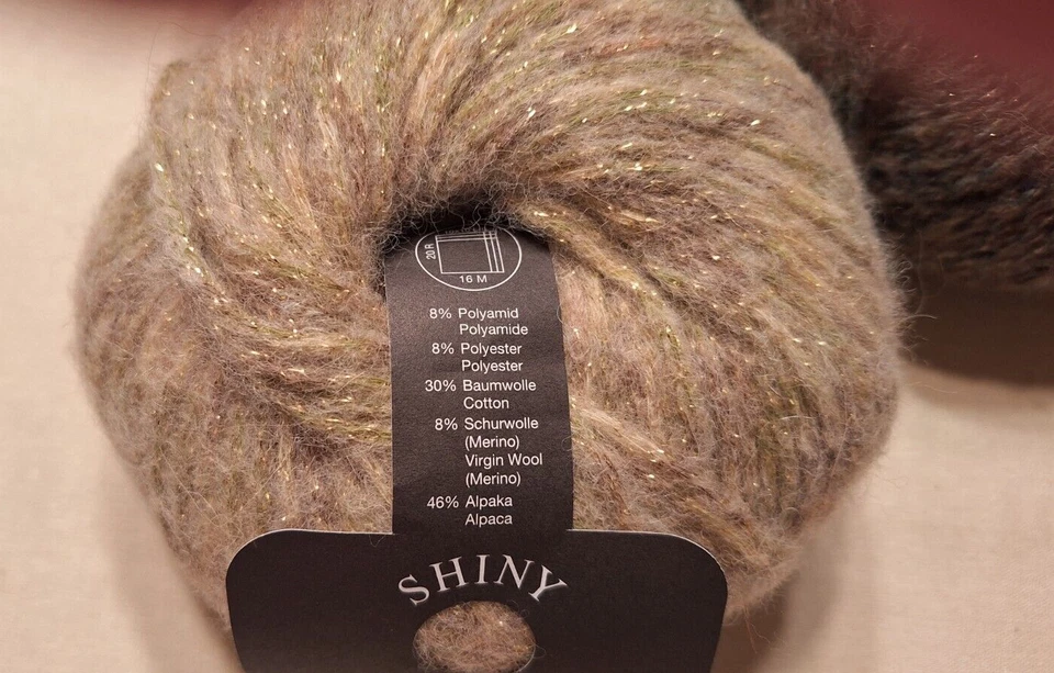 Lot of 3  Skeins Lala Berlin Alpaca, Merino & Cotton  2 Beige/Gold 1 Brown Gold - Image 4 of 4