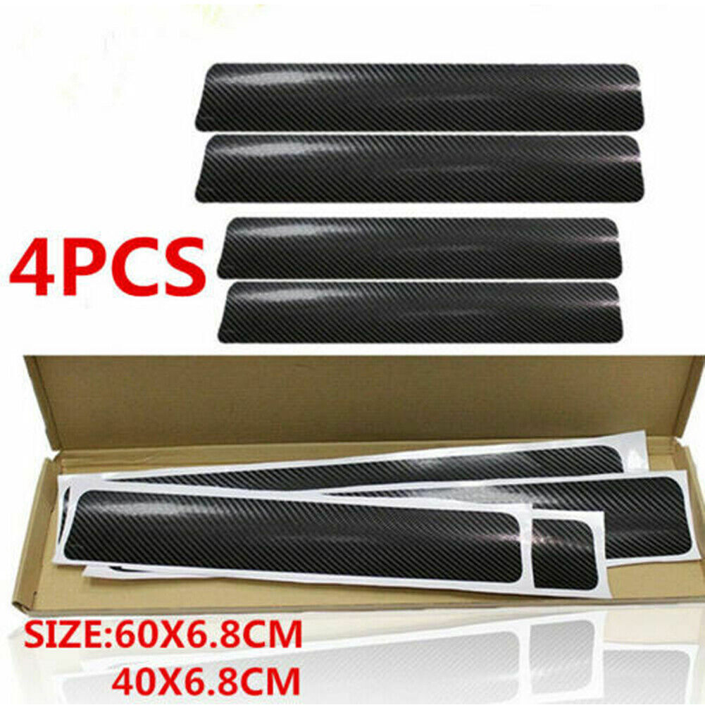 4x Carbon Fiber Car Door Plate Sill Scuff Cover Anti Scratch Sticker Accessories