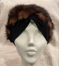 Vintage 1940  s 1950  s turban hat covered in strips of mink