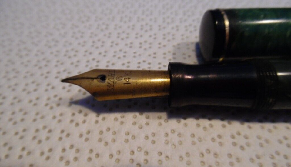 Stylo Plume Vintage WAHL EVERSHARP Deco Band - Celluloïd Noir - Rénové, Excellent état - Pièce Rare
