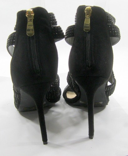 new LILIANA black 4.5"Stiletto Heel OPEN Toe ANKLE strap Shoes WOMEN Size 9 - Picture 5 of 6