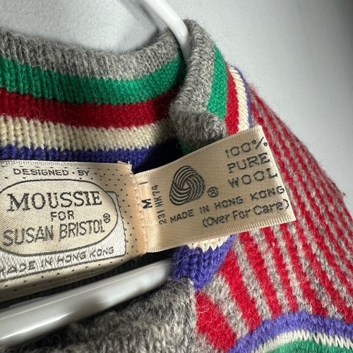 Vintage 1980s Moussie For Susan Bristol Knit Button Up wool cardigan Sweater Med - Picture 5 of 7