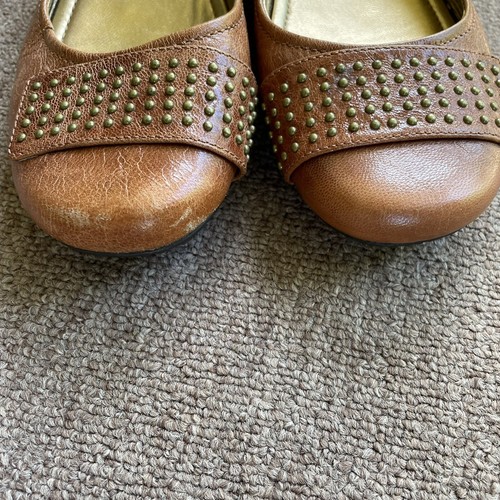 Ecco Womens Ballet Flats Loafers Brown Leather Size 38 US 7.5 comfort career - Picture 2 of 7