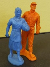Vintage Auburn Farmer Figurines 2 Soft Rubber Toy Collectibles