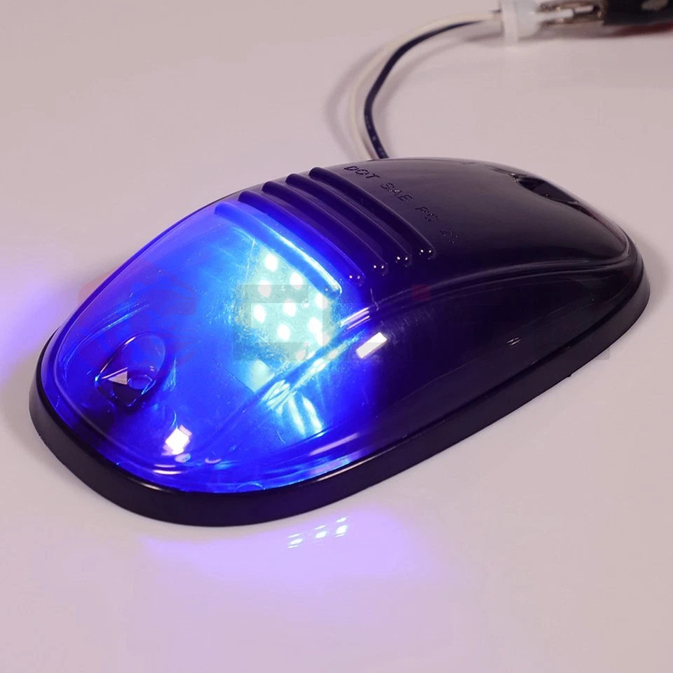 10pcs 12V LED Smoke Lens Blue Lamp Cab Marker Roof Light + Wiring For Dodge Ram - Image 3 of 4