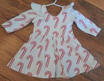 Monica + Andy Dress Candy Cane Christmas Organic Cotton 6-12 Months | eBay