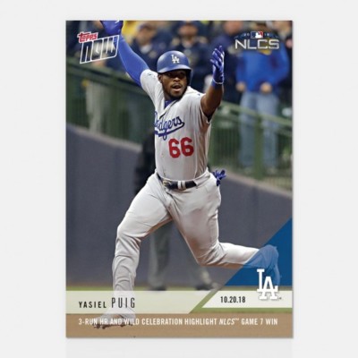 2018 TOPPS NOW #923 YASIEL PUIG 3-RUN HR AND WILD CELEBRATION IN