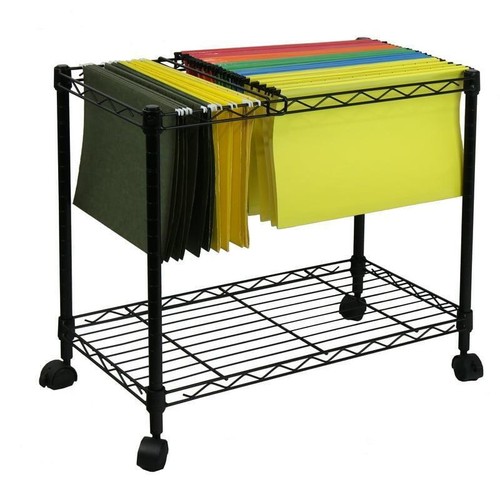 Metal Rolling File Cart Swivel Casters Adjustable Shelves Portable 24x12.4x22 In - Picture 4 of 6