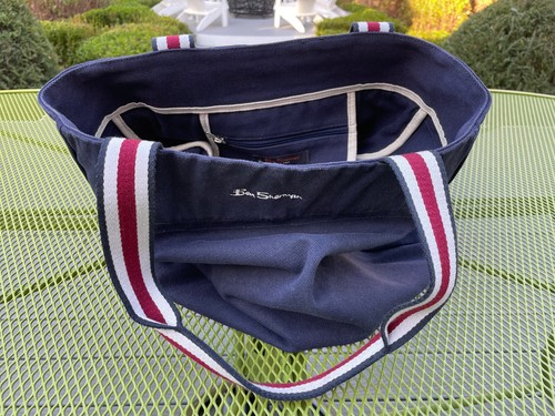 BORSA DA BARCA NUOVA CON ETICHETTE BEN SHERMAN NAUTICA ROSSA BIANCA E BLU NAVY PENDOLARE TRACOLLA - Foto 5 di 22