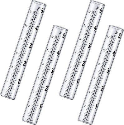 4 Pieces Capacity Rain Gauge Glass Tube Replacement Rainfall Test Tube with Scal