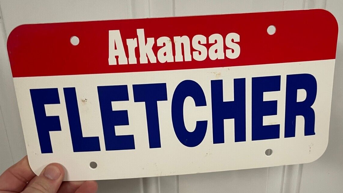 Vintage Frank Fletcher Dodge Jeep License Plate Sherwood & Jonesboro AR