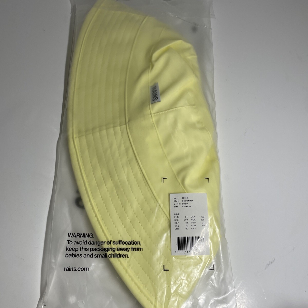 RAINS New in Package Butter Yellow Waterproof Bucket Hat Size XS to M Kids Shiny Rain Bucket Hat: Yellow – Be The Village main image 2