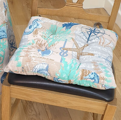 Coastal Nautical Kompass Esszimmerstuhl Sitzpolster Kissen 16'' x 16'' 4er Pack