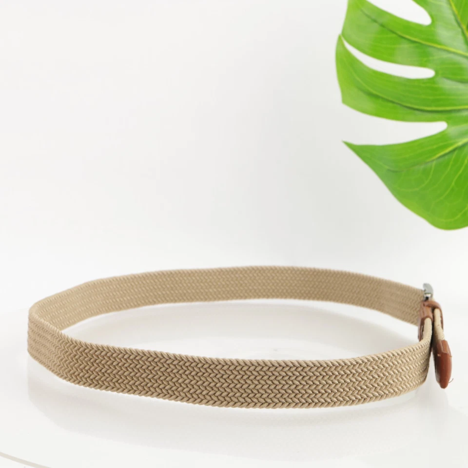 Cinto masculino Tommy Bahama tamanho G/XL grande cáqui elástico teia ponta de couro marrom - Imagem 3 de 4