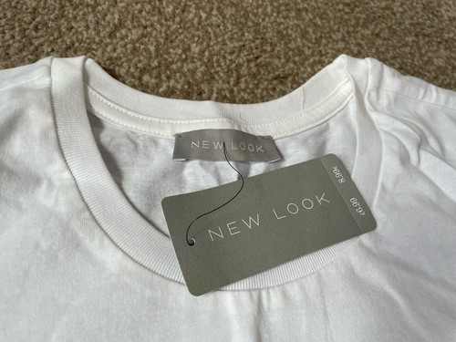Ladies New Look Pyjama Top Short Sleeve Lounge Wear Top White Medium Brand New - Picture 8 of 9