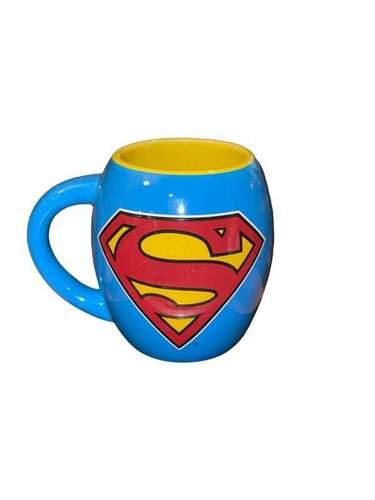 DC Comics Taza Azul Superman Ovalada Forma Burbuja Taza de Café Plata Búfalo - Imagen 2 de 5