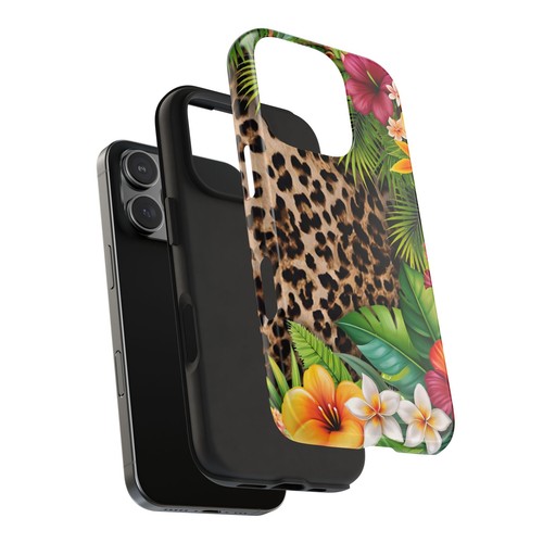 Funda de teléfono con estampado de leopardo, fundas de teléfono resistentes florales tropicales, idea de regalo única, - Imagen 9 de 93