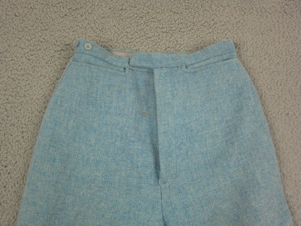 Vintage 70s Tweed Pants Girls 24x25 Blue Kids Youth Wool Casual Disco - Image 2 of 4