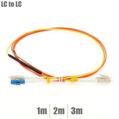1 2 3M Single Mode LC to OM2 LC Duplex Mode Fiber Optic Conditioning Patch Cable