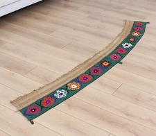 Trapping Suzani Wall Hanging Uzbek 10.63" x 81.50" Vintage Fast Shipment 15724