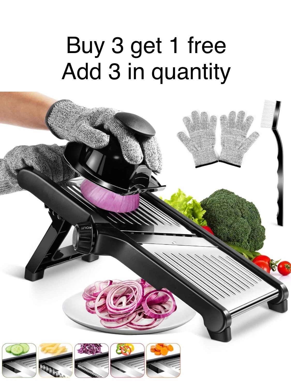 Professional Mandoline Food Slicer, 3 in 1 Stainless Steel. BUY 3 GET 1 FREE.
Opens in a new window 